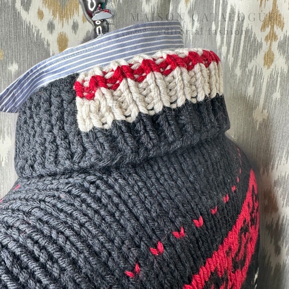 Polo Ralph Lauren Southwestern Aztec Hand-Knit Black Wool Shawl Collar Sweater - Picture 11 of 16